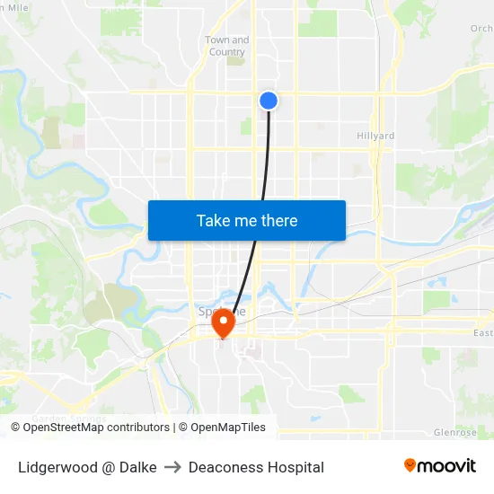 Lidgerwood @ Dalke to Deaconess Hospital map