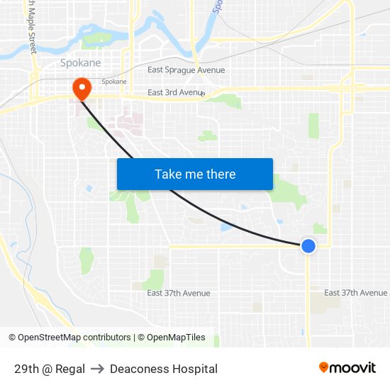 29th @ Regal to Deaconess Hospital map