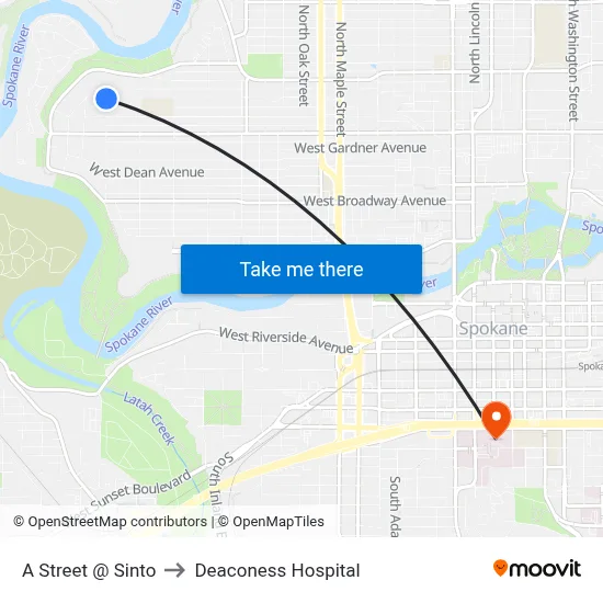 A Street @ Sinto to Deaconess Hospital map