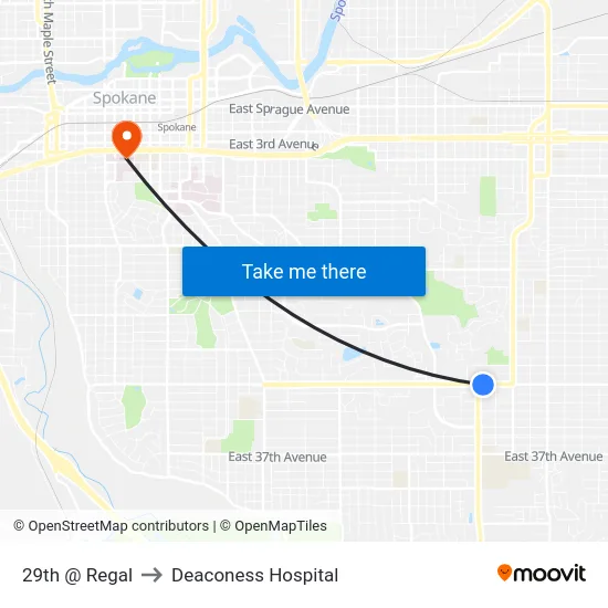 29th @ Regal to Deaconess Hospital map