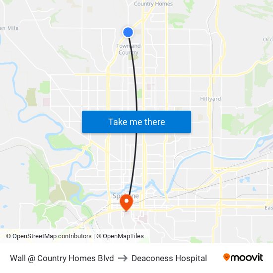 Wall @ Country Homes Blvd to Deaconess Hospital map