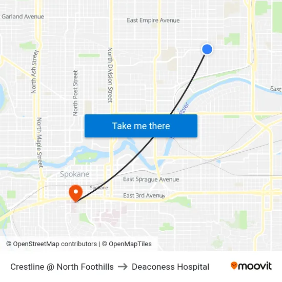 Crestline @ North Foothills to Deaconess Hospital map