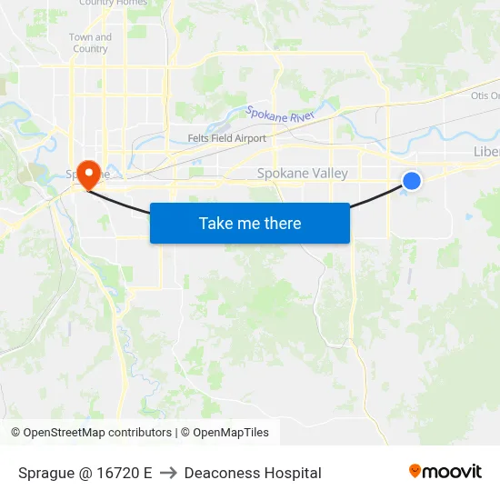Sprague @ 16720 E to Deaconess Hospital map