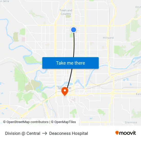 Division @ Central to Deaconess Hospital map