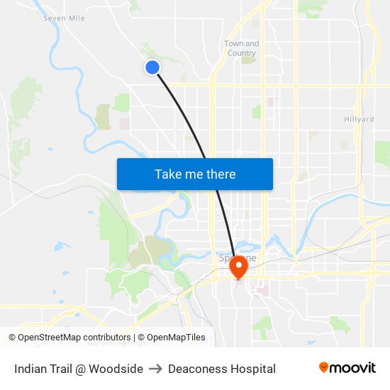 Indian Trail @ Woodside to Deaconess Hospital map