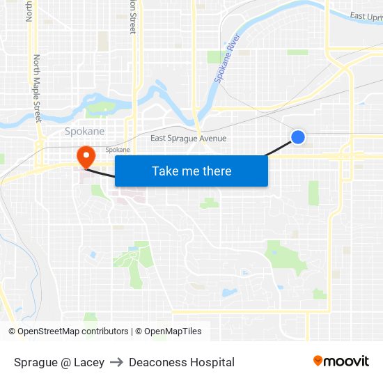 Sprague @ Lacey to Deaconess Hospital map