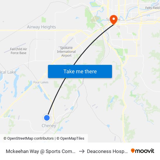 Mckeehan Way @ Sports Complex to Deaconess Hospital map