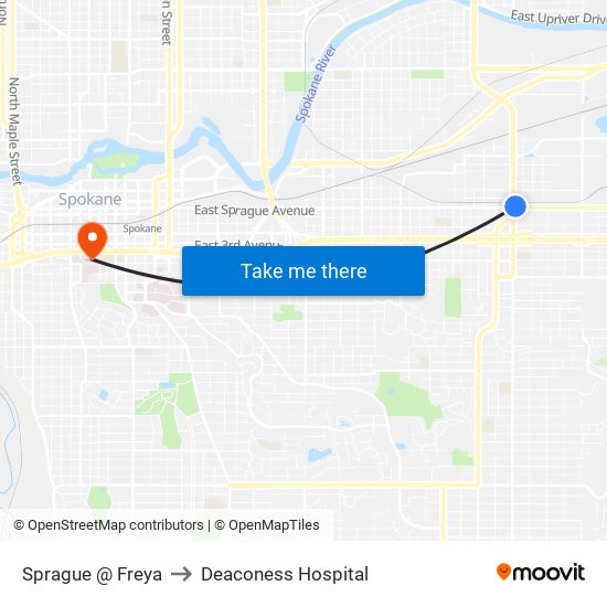 Sprague @ Freya to Deaconess Hospital map