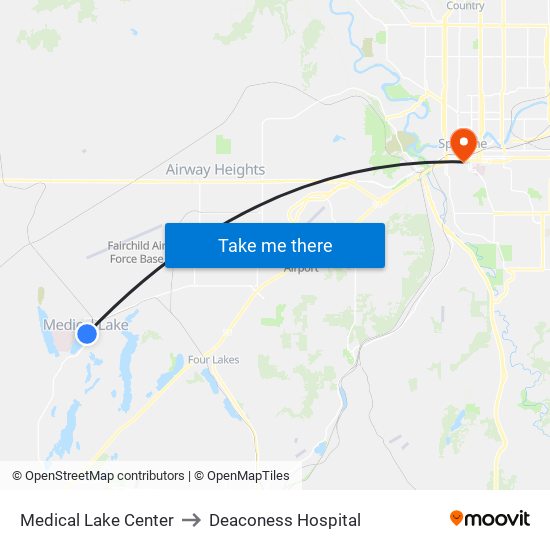 Medical Lake Center to Deaconess Hospital map