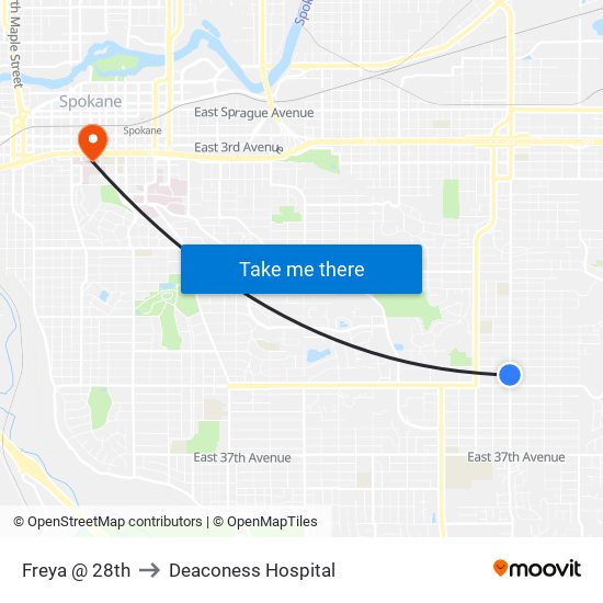 Freya @ 28th to Deaconess Hospital map