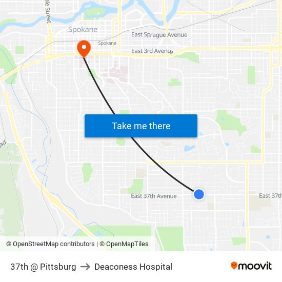 37th @ Pittsburg to Deaconess Hospital map