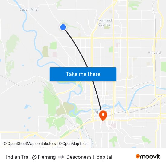 Indian Trail @ Fleming to Deaconess Hospital map