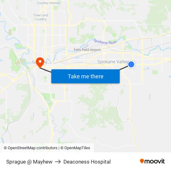 Sprague @ Mayhew to Deaconess Hospital map