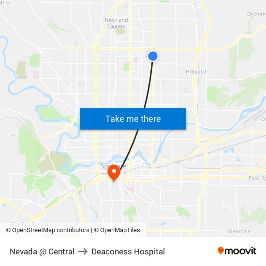 Nevada @ Central to Deaconess Hospital map