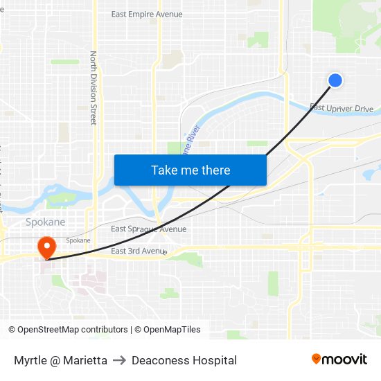 Myrtle @ Marietta to Deaconess Hospital map