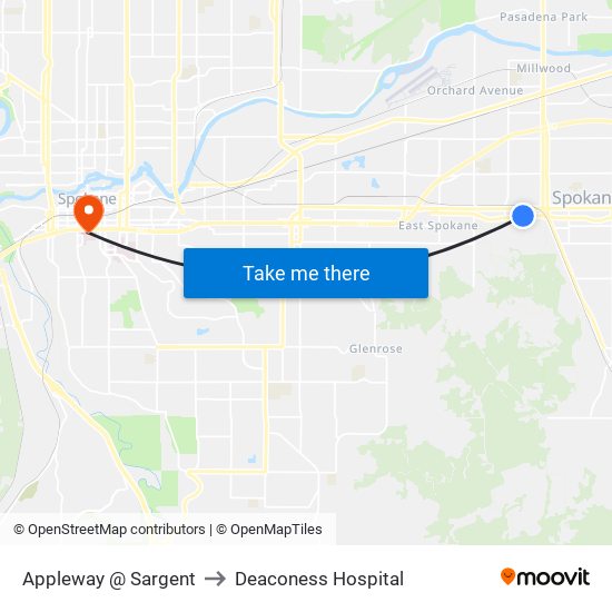 Appleway @ Sargent to Deaconess Hospital map