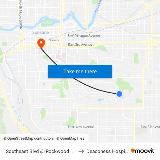 Southeast Blvd @ Rockwood Blvd to Deaconess Hospital map