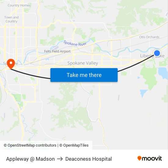 Appleway @ Madson to Deaconess Hospital map