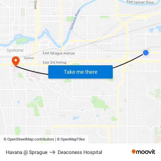 Havana @ Sprague to Deaconess Hospital map