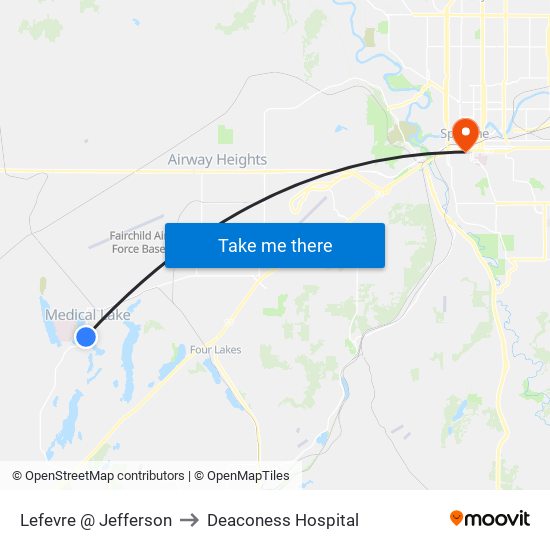 Lefevre @ Jefferson to Deaconess Hospital map