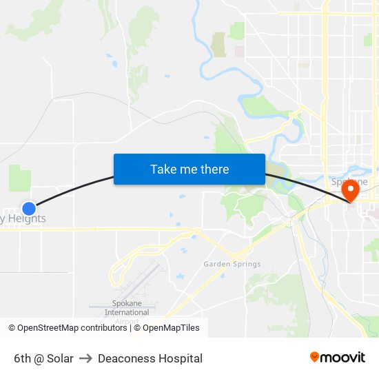 6th @ Solar to Deaconess Hospital map