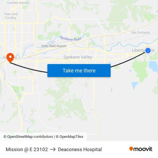 Mission @ E 23102 to Deaconess Hospital map