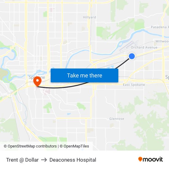 Trent @ Dollar to Deaconess Hospital map