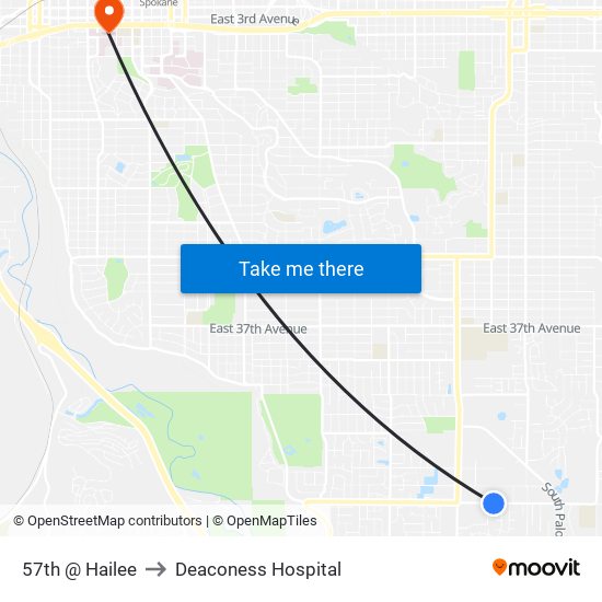57th @ Hailee to Deaconess Hospital map