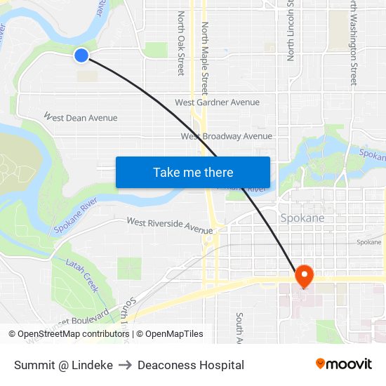 Summit @ Lindeke to Deaconess Hospital map