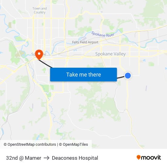 32nd @ Mamer to Deaconess Hospital map