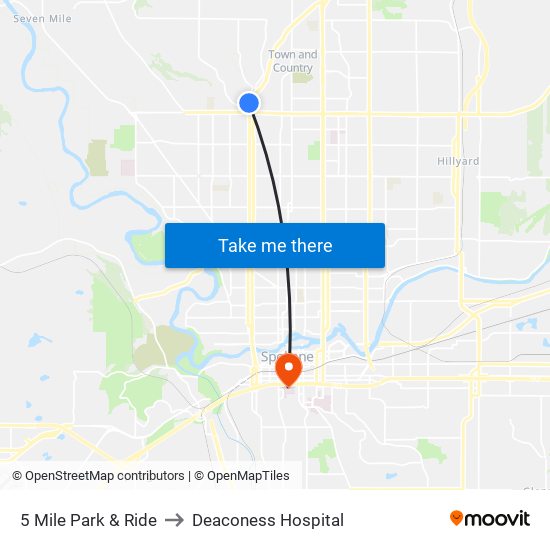 5 Mile Park & Ride to Deaconess Hospital map