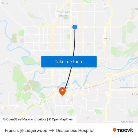 Francis @ Lidgerwood to Deaconess Hospital map