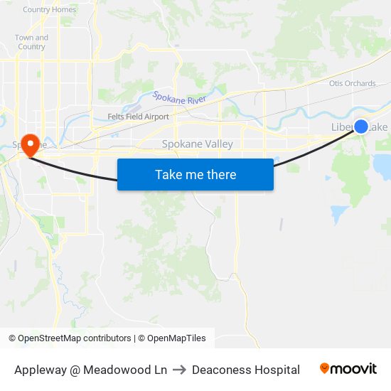 Appleway @ Meadowood Ln to Deaconess Hospital map