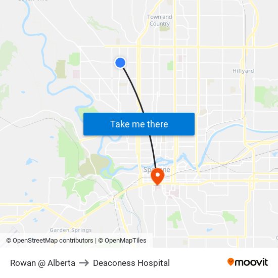 Rowan @ Alberta to Deaconess Hospital map
