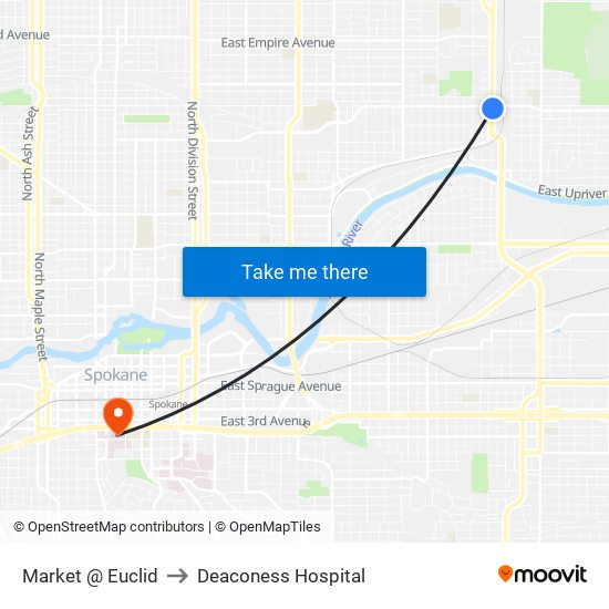 Market @ Euclid to Deaconess Hospital map