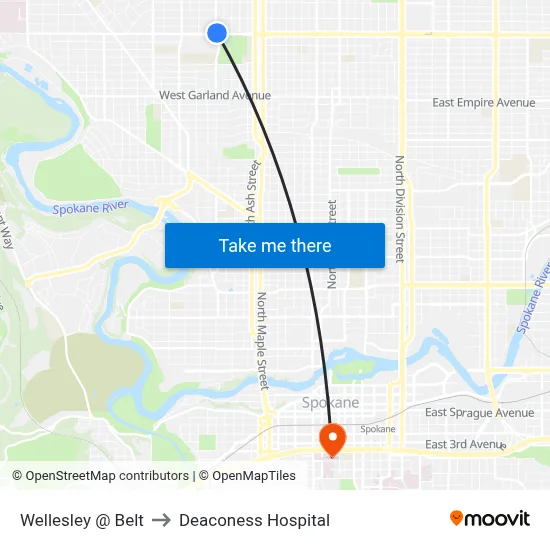 Wellesley @ Belt to Deaconess Hospital map
