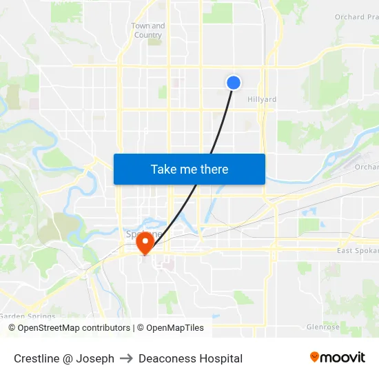 Crestline @ Joseph to Deaconess Hospital map
