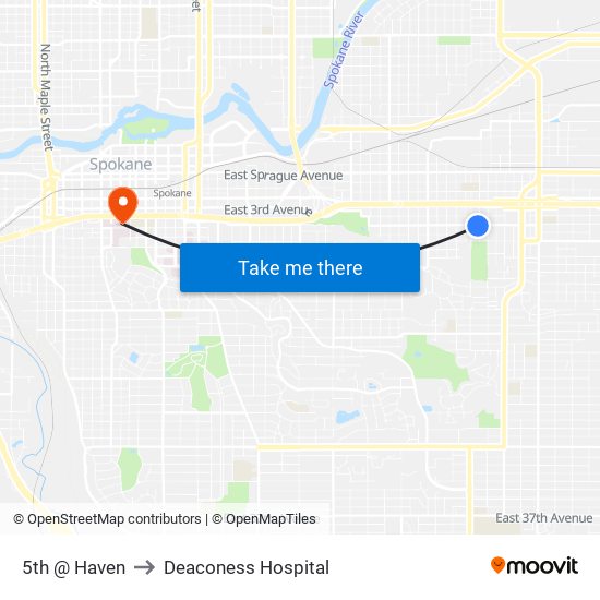 5th @ Haven to Deaconess Hospital map