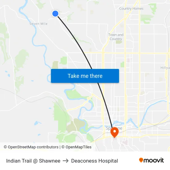 Indian Trail @ Shawnee to Deaconess Hospital map