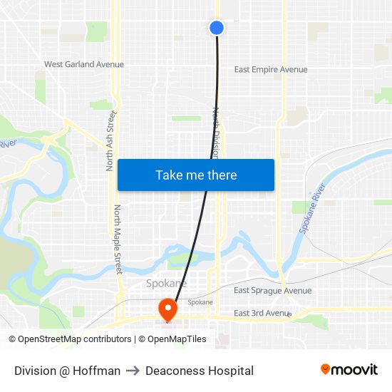 Division @ Hoffman to Deaconess Hospital map