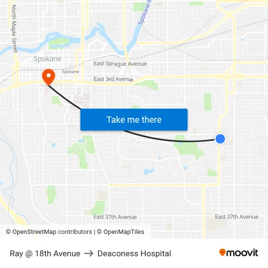 Ray @ 18th Avenue to Deaconess Hospital map