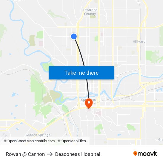 Rowan @ Cannon to Deaconess Hospital map