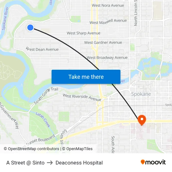 A Street @ Sinto to Deaconess Hospital map
