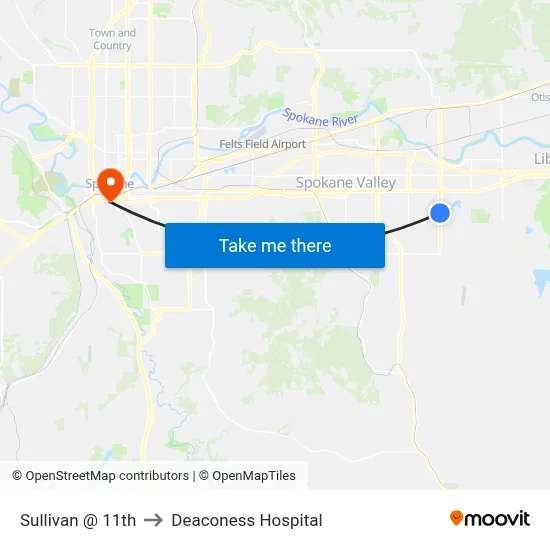Sullivan @ 11th to Deaconess Hospital map
