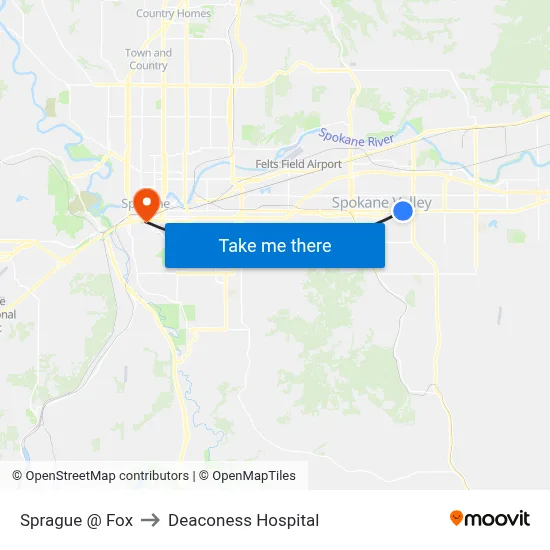 Sprague @ Fox to Deaconess Hospital map