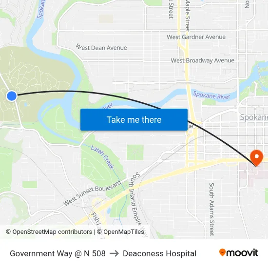 Government Way @ N 508 to Deaconess Hospital map