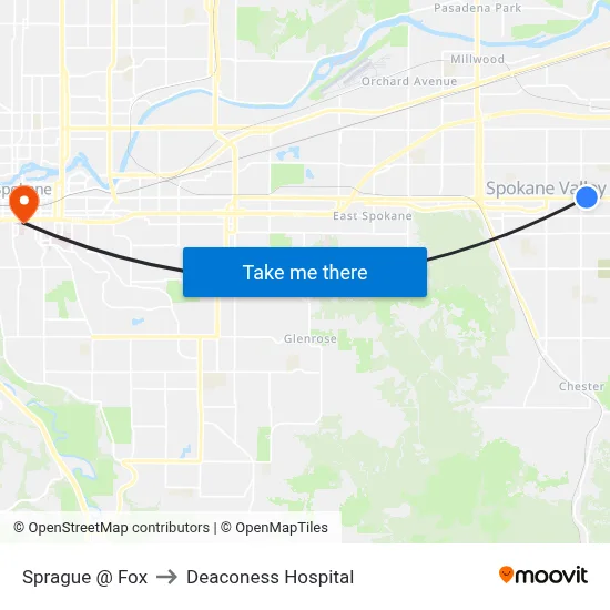 Sprague @ Fox to Deaconess Hospital map