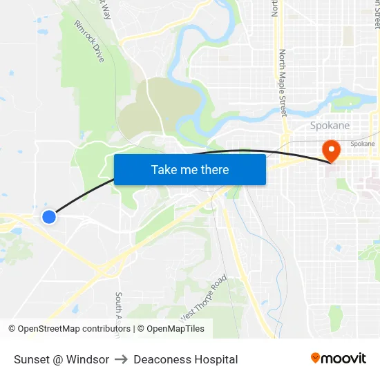 Sunset @ Windsor to Deaconess Hospital map