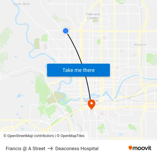 Francis @ A Street to Deaconess Hospital map