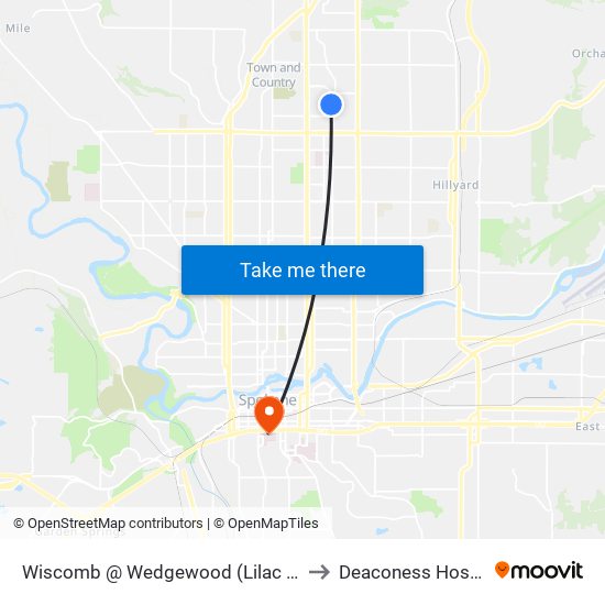 Wiscomb @ Wedgewood (Lilac Plaza) to Deaconess Hospital map